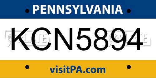 KCN5894 Pennsylvania License Plate