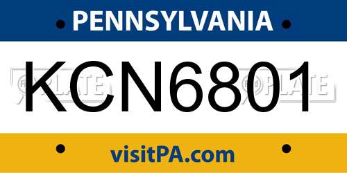 KCN6801 Pennsylvania License Plate