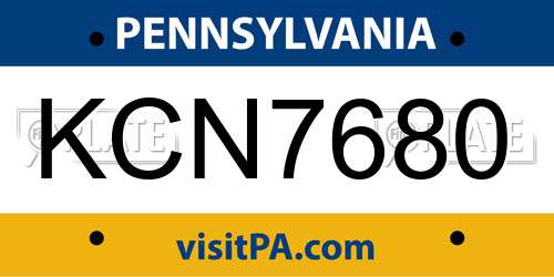 KCN7680 Pennsylvania License Plate