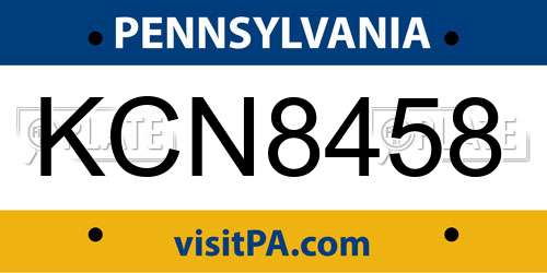KCN8458 Pennsylvania License Plate