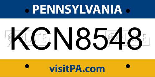 KCN8548 Pennsylvania License Plate