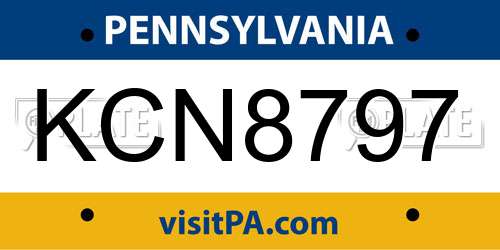 KCN8797 Pennsylvania License Plate