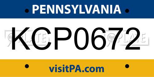 KCP0672 Pennsylvania License Plate