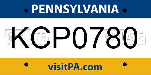 KCP0780 Pennsylvania License Plate