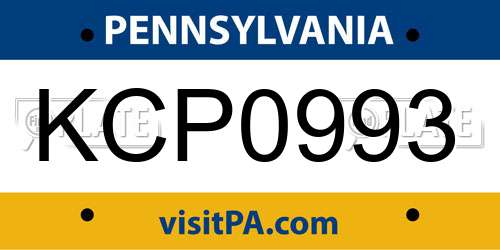 KCP0993 Pennsylvania License Plate