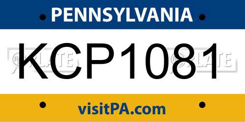 KCP1081 Pennsylvania License Plate