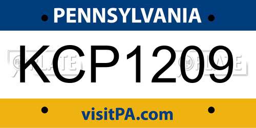 KCP1209 Pennsylvania License Plate