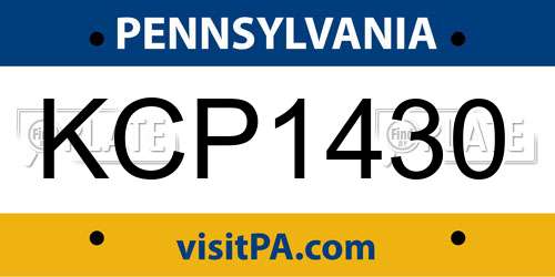 KCP1430 Pennsylvania License Plate