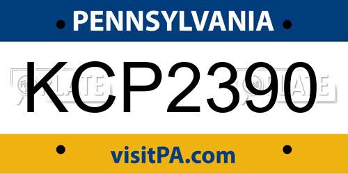 KCP2390 Pennsylvania License Plate