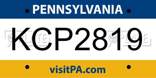 KCP2819 Pennsylvania License Plate