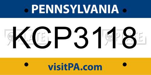 KCP3118 Pennsylvania License Plate