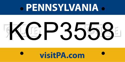 KCP3558 Pennsylvania License Plate