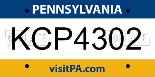 KCP4302 Pennsylvania License Plate
