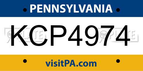KCP4974 Pennsylvania License Plate