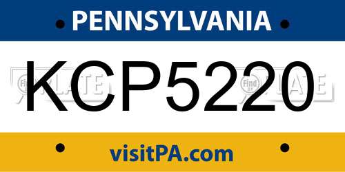 KCP5220 Pennsylvania License Plate