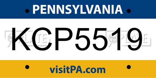KCP5519 Pennsylvania License Plate