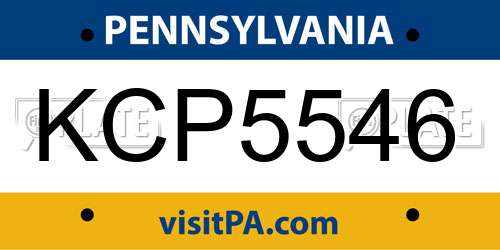 KCP5546 Pennsylvania License Plate