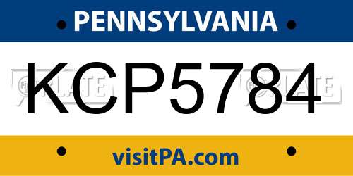 KCP5784 Pennsylvania License Plate