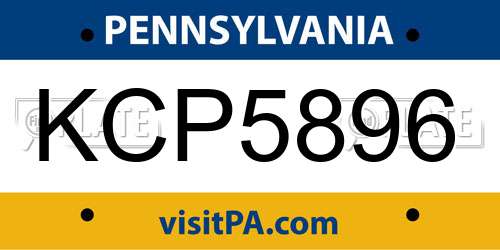 KCP5896 Pennsylvania License Plate