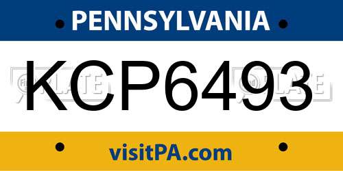 KCP6493 Pennsylvania License Plate