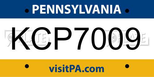 KCP7009 Pennsylvania License Plate