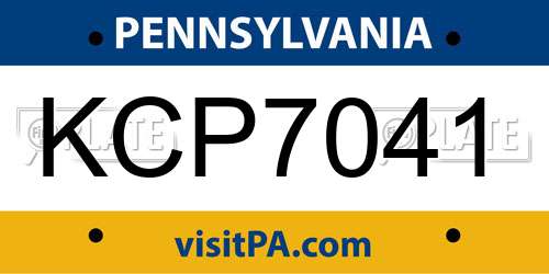 KCP7041 Pennsylvania License Plate