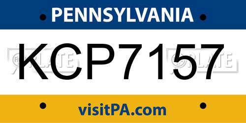 KCP7157 Pennsylvania License Plate