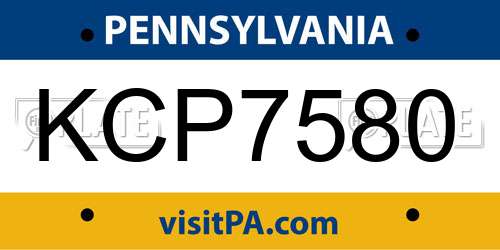 KCP7580 Pennsylvania License Plate