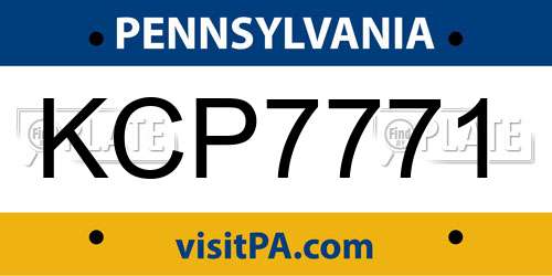 KCP7771 Pennsylvania License Plate