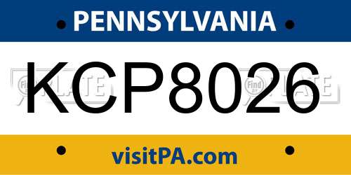 KCP8026 Pennsylvania License Plate