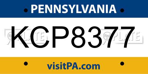 KCP8377 Pennsylvania License Plate
