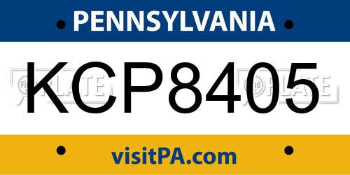 KCP8405 Pennsylvania License Plate