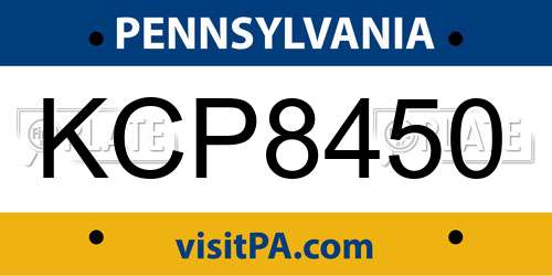 KCP8450 Pennsylvania License Plate