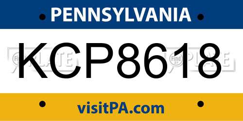 KCP8618 Pennsylvania License Plate