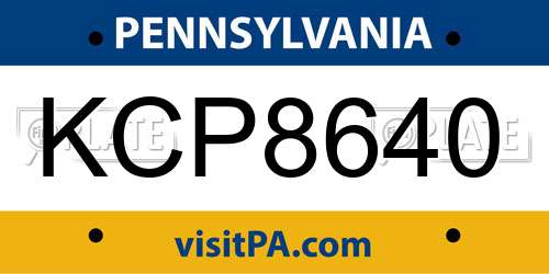 KCP8640 Pennsylvania License Plate