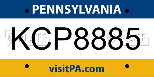 KCP8885 Pennsylvania License Plate