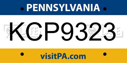 KCP9323 Pennsylvania License Plate