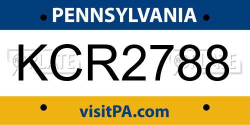 KCR2788 Pennsylvania License Plate