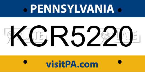 KCR5220 Pennsylvania License Plate