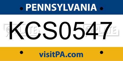 KCS0547 Pennsylvania License Plate