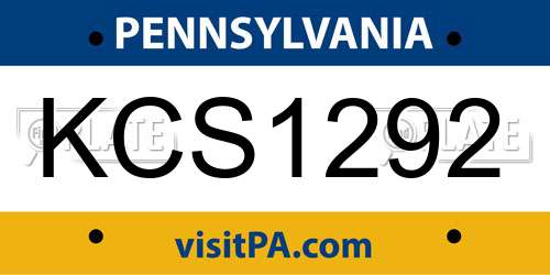 KCS1292 Pennsylvania License Plate