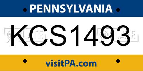 KCS1493 Pennsylvania License Plate