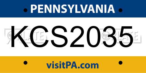 KCS2035 Pennsylvania License Plate