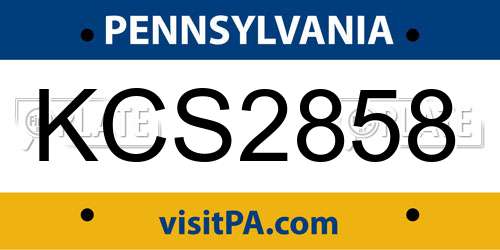 KCS2858 Pennsylvania License Plate