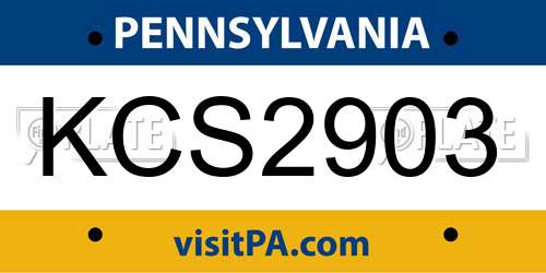 KCS2903 Pennsylvania License Plate