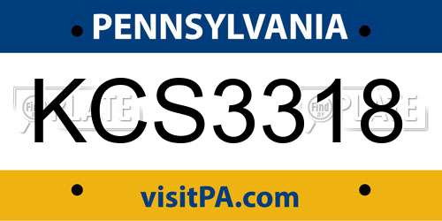 KCS3318 Pennsylvania License Plate
