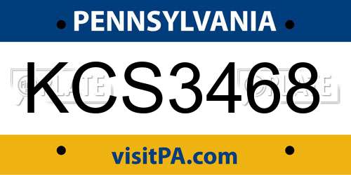 KCS3468 Pennsylvania License Plate