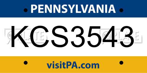 KCS3543 Pennsylvania License Plate