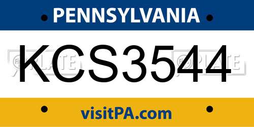 KCS3544 Pennsylvania License Plate