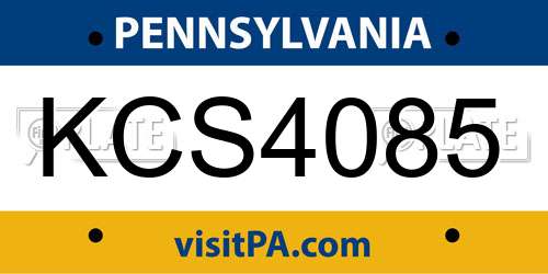 KCS4085 Pennsylvania License Plate